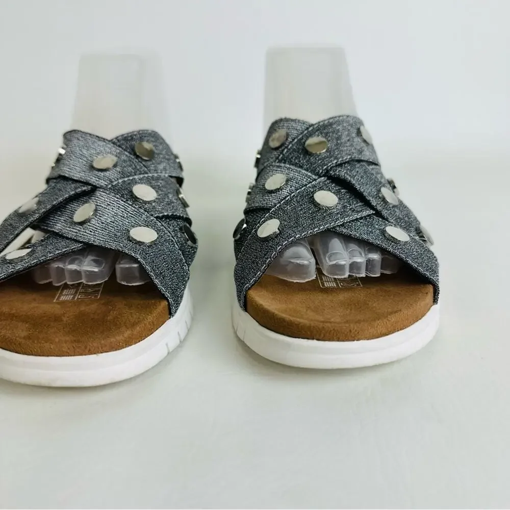 Bernie Mev Womens Kim Slide Sandal Pewter Open Toe Gray Metallic‎ Sz 41 Sz 9.5
